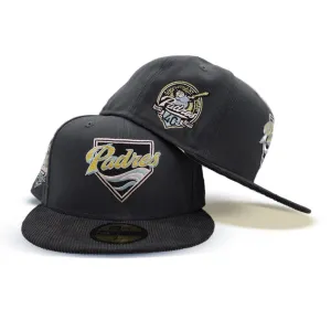 Dark Gray San Diego Padres Black corduroy Visor Pink Bottom 40th Anniversary Side Patch New Era 59Fifty Fitted