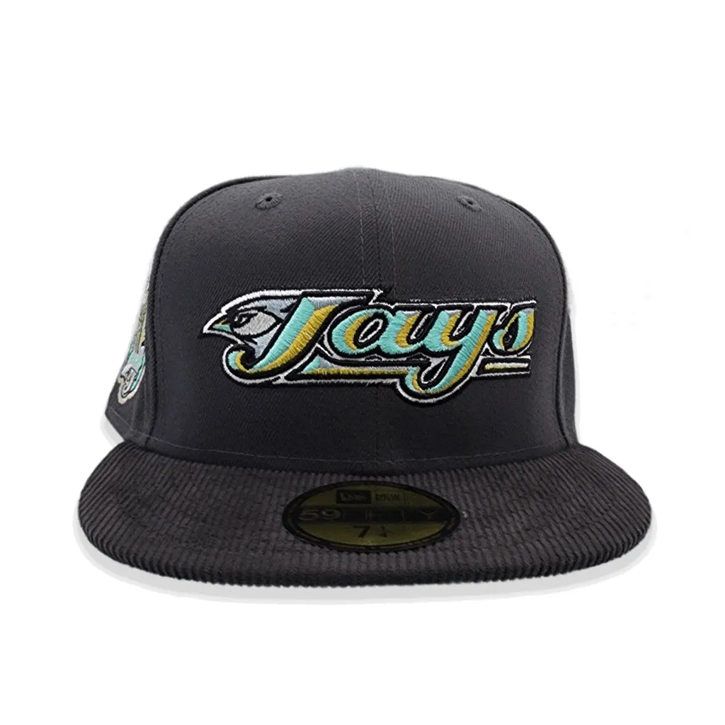 Dark Gray Toronto Blue Jays Black corduroy Visor Mint Green Bottom 30th Anniversary Side Patch New Era 59Fifty Fitted
