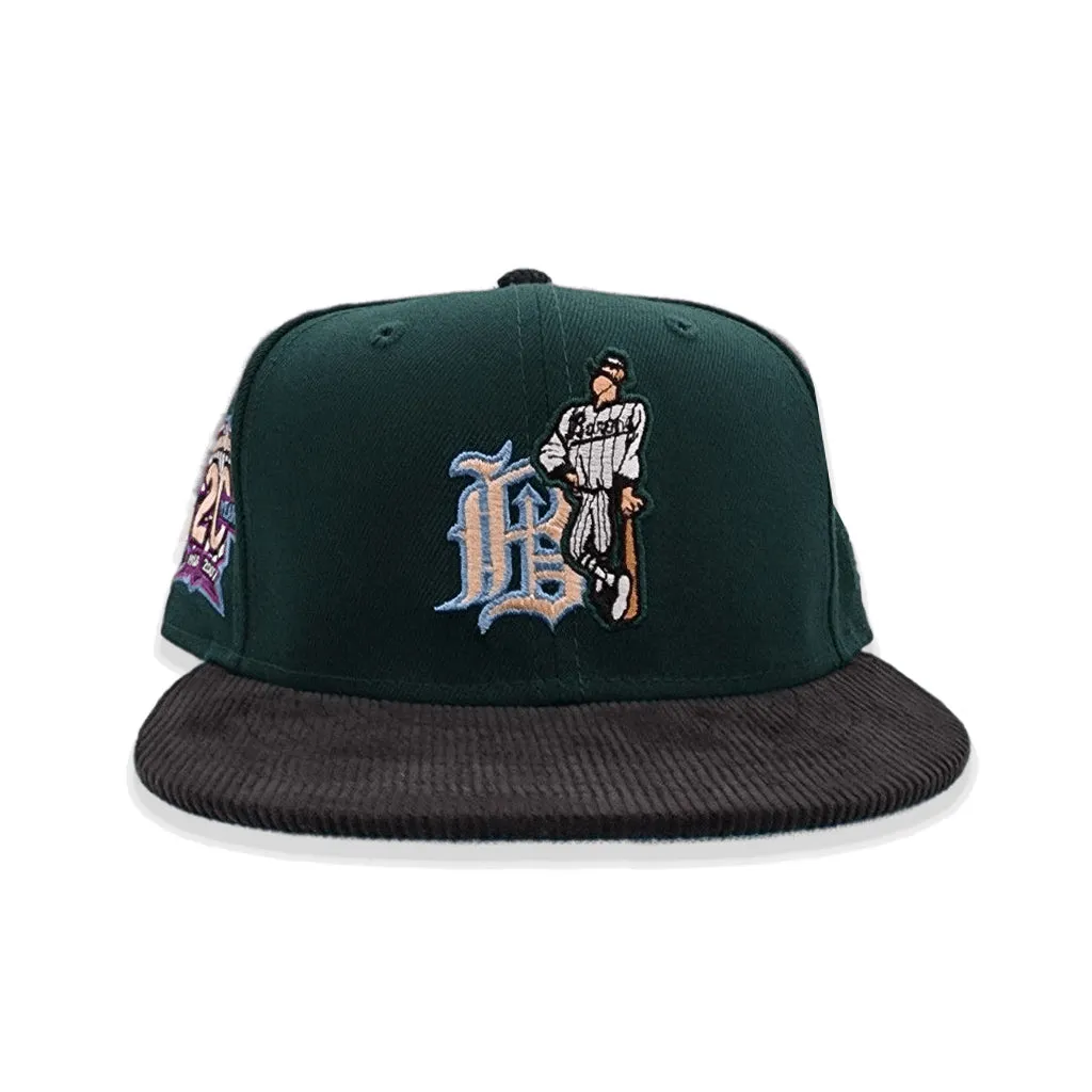 Dark Green Birmingham Barons Black Corduroy Visor Icy Blue Bottom 20 Years Side Patch New Era 59Fifty Fitted