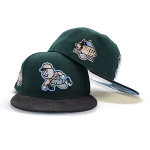 Dark Green Cincinnati Reds Black Corduroy Visor Icy Blue Bottom 1970-2002 Side Patch New Era 59Fifty Fitted