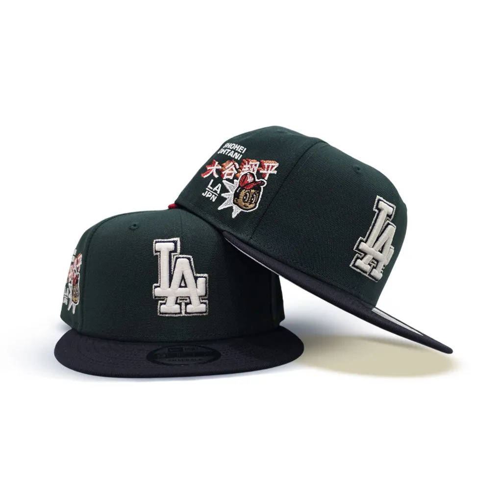 Dark Green Los Angeles Dodgers Navy Blue Visor Gray Bottom Shohei Ohtani Side Patch 9Fifty Snapback