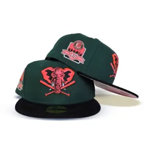 Dark Green  Oakland Athletics Black Corduroy Pink Bottom 40th Anniversary Side Patch New Era 59Fifty Fitted