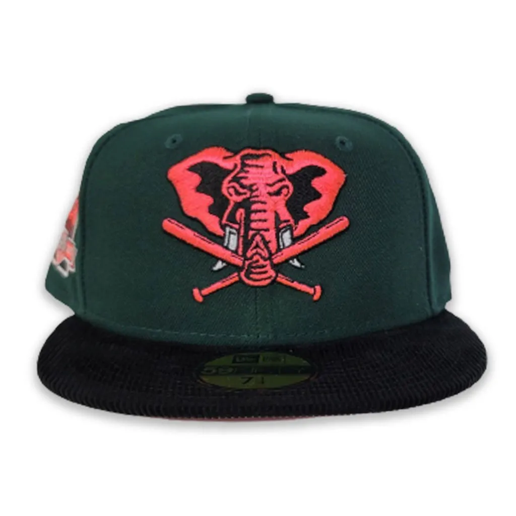 Dark Green  Oakland Athletics Black Corduroy Pink Bottom 40th Anniversary Side Patch New Era 59Fifty Fitted