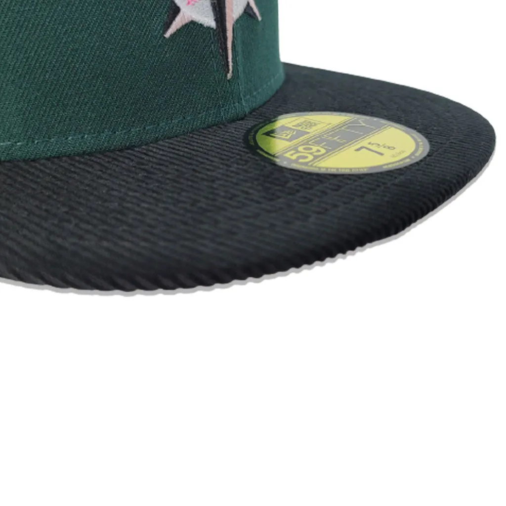 Dark Green Seattle Mariners Black Corduroy Visor Pink Bottom 40th Anniversary Side Patch New Era 59Fifty Fitted