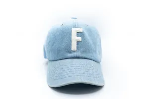 Denim Hat   White Terry Letter