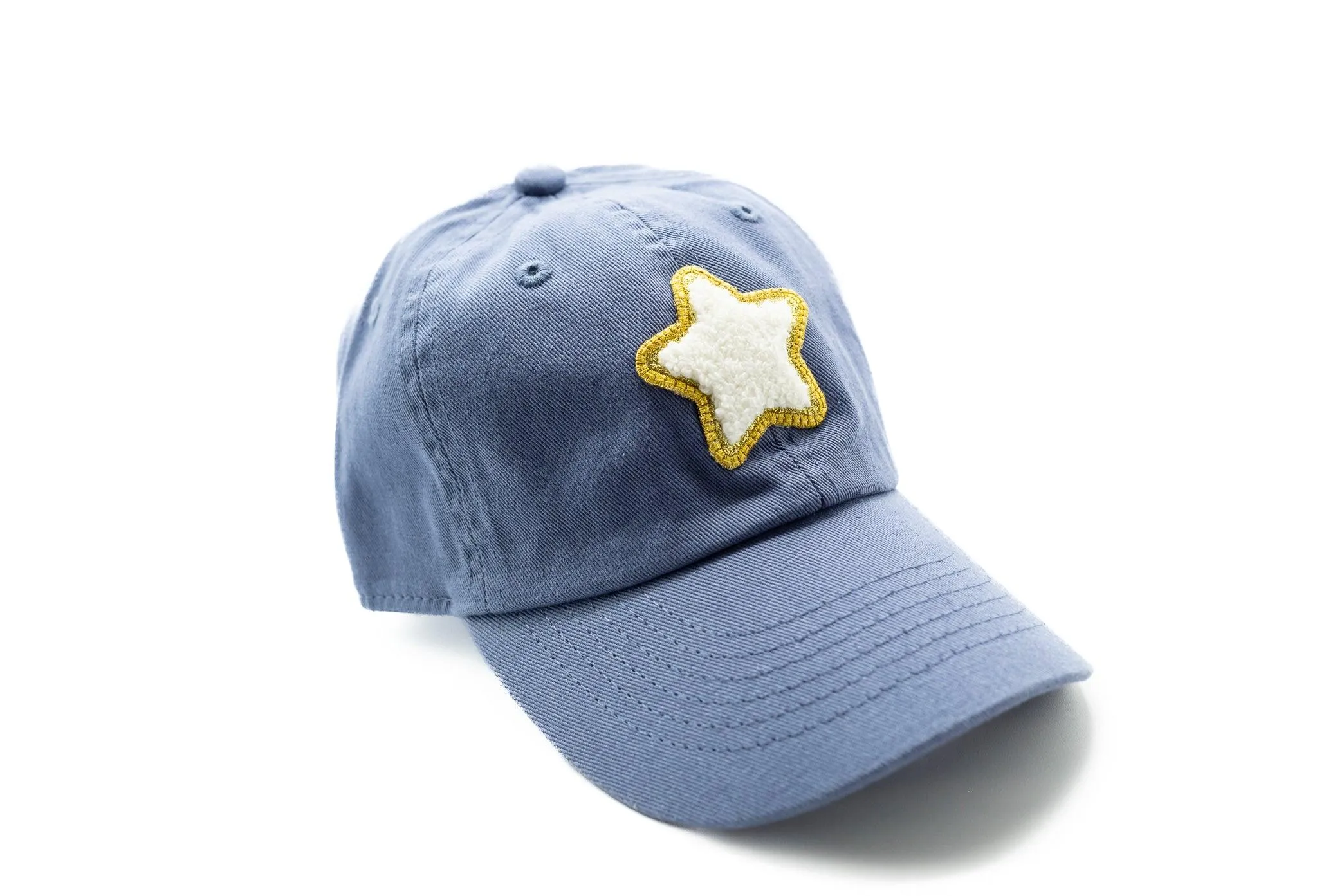 Dusty Blue Glitter Gold Terry Star Hat