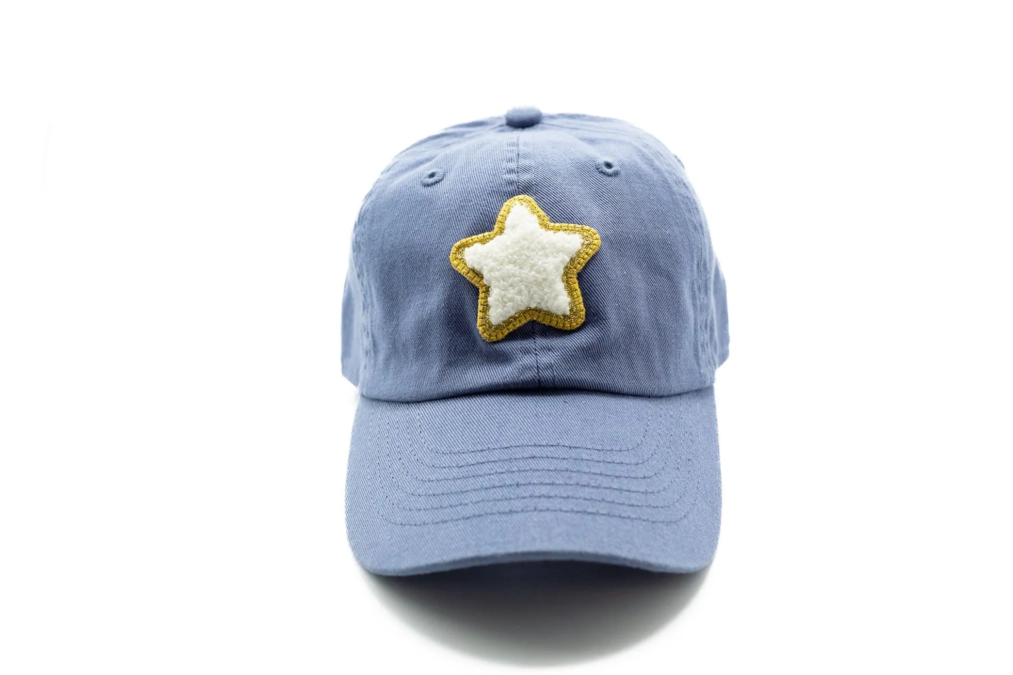 Dusty Blue Glitter Gold Terry Star Hat