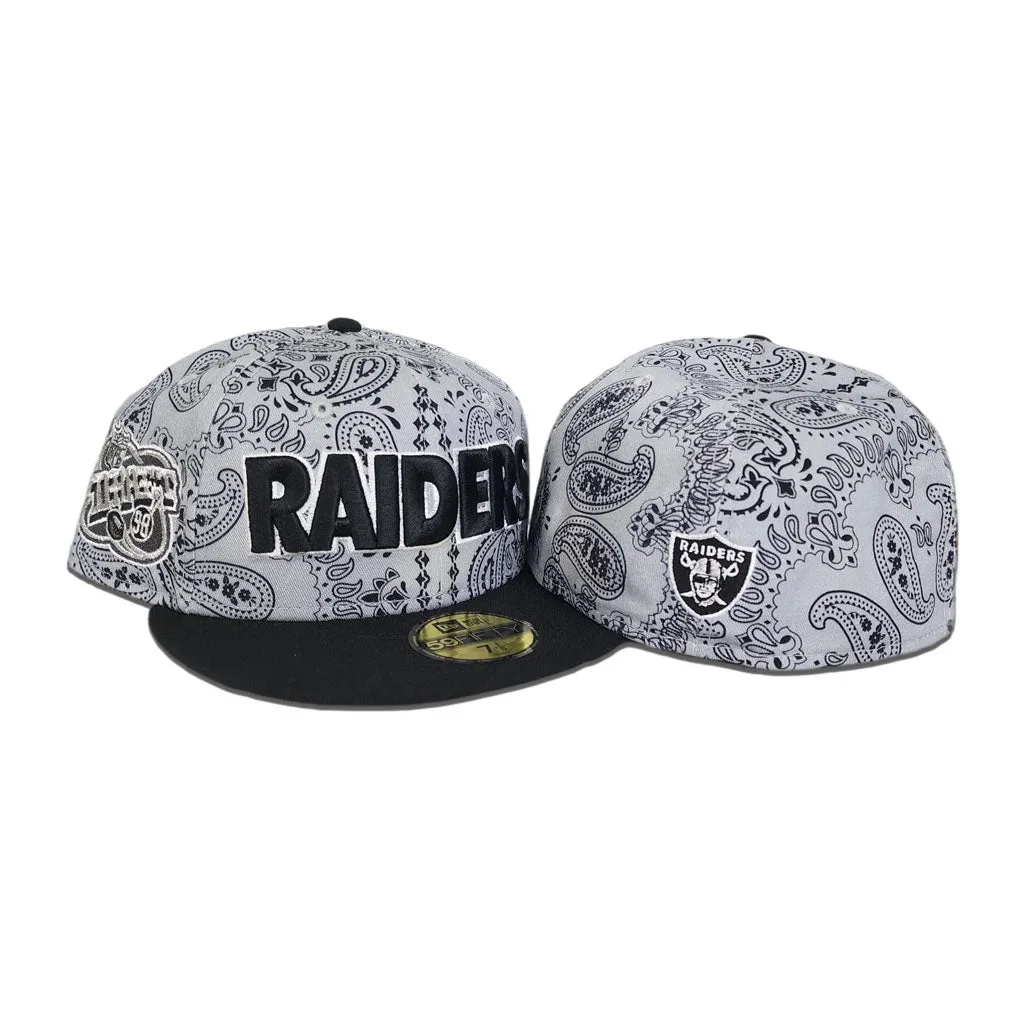 Gray Paisley Las Vegas Raiders Black Visor Gray Bottom NFL Draft 1998 Side Patch New Era 59Fifty Fitted