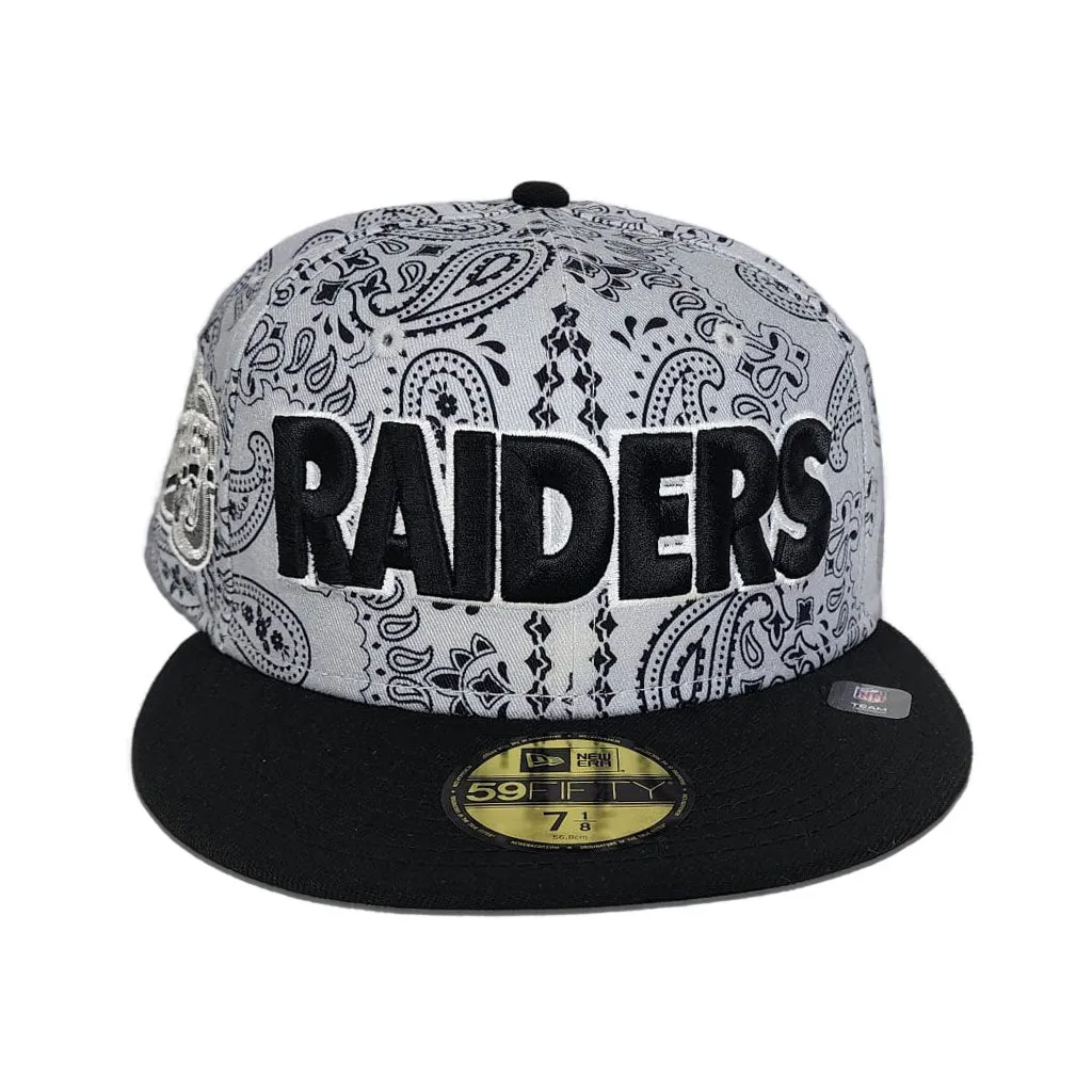 Gray Paisley Las Vegas Raiders Black Visor Gray Bottom NFL Draft 1998 Side Patch New Era 59Fifty Fitted