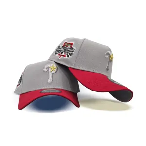 Gray Philadelphia Phillies Red Curved Brim Gray Bottom 1996 All Star Game Side Patch New Era A-Frame 9Forty Snapback