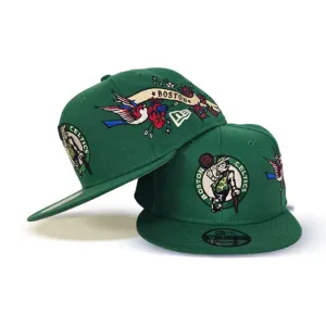 Green Boston Celtics Gray Bottom City Art Side Patch New Era 9Fifty Snapback