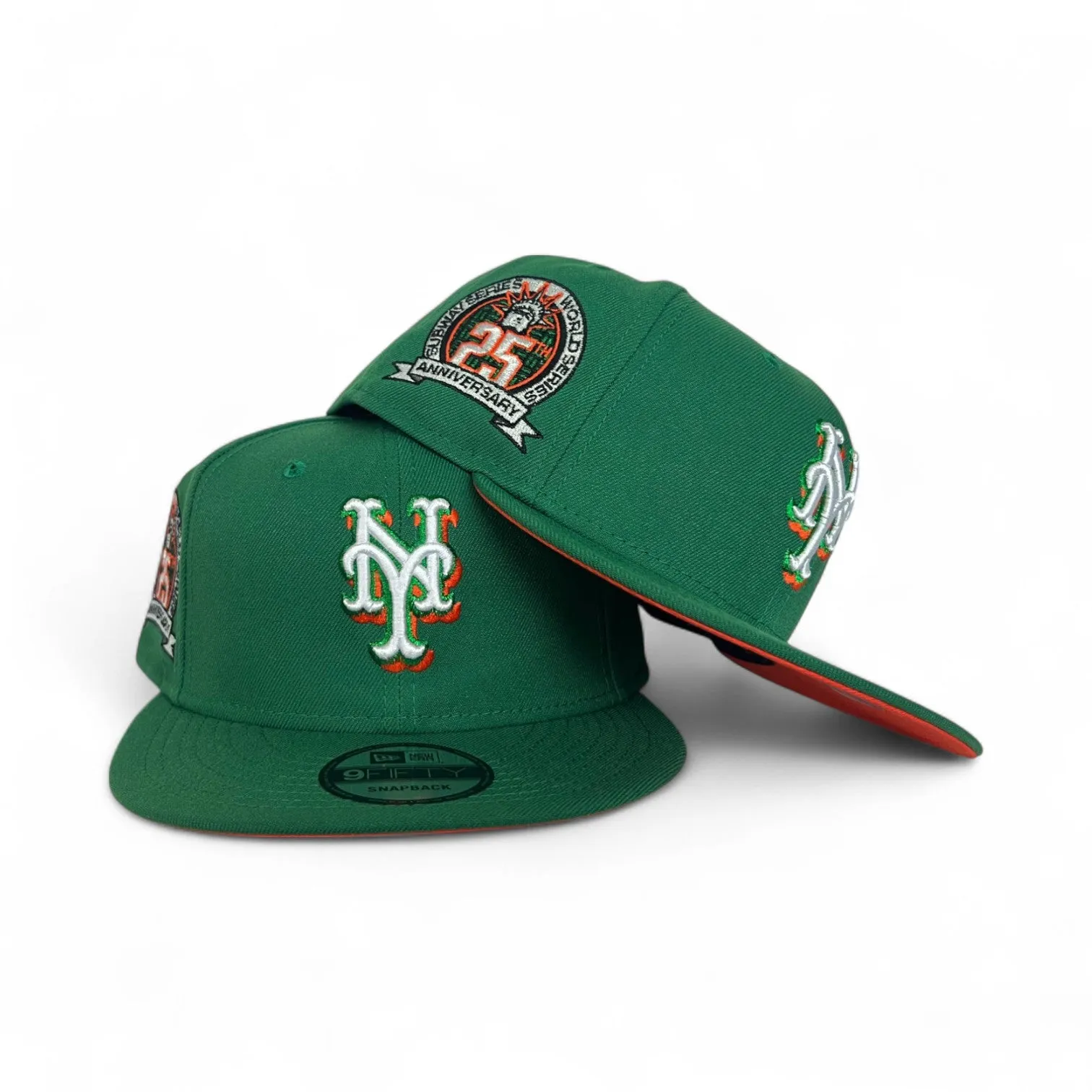 Kelly Green New York Mets Orange Bottom 2000 Subway Series 25th Anniversary Side Patch New Era 9Fifty Snapback