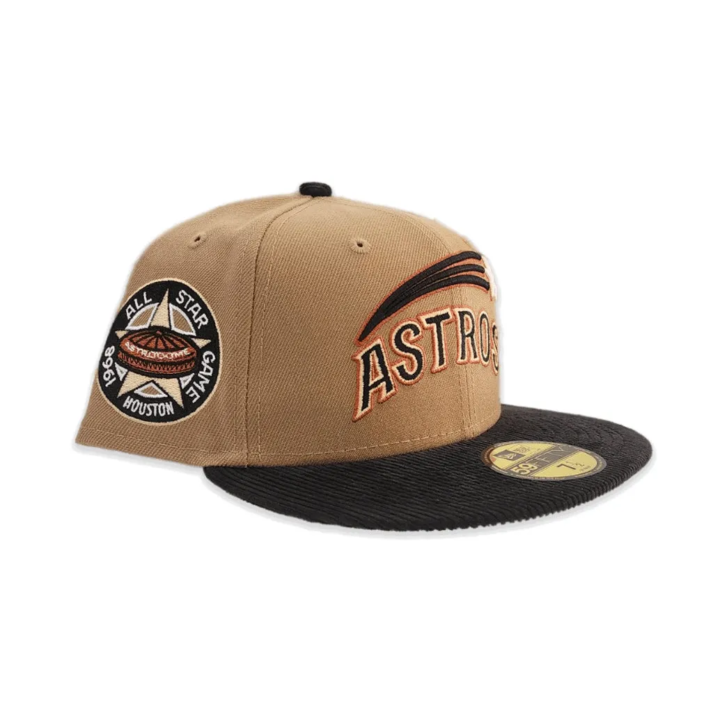 Khaki Houston Astros Black Corduroy Visor Gray Bottom 1968 All Star Game Side Patch New Era 59Fifty Fitted