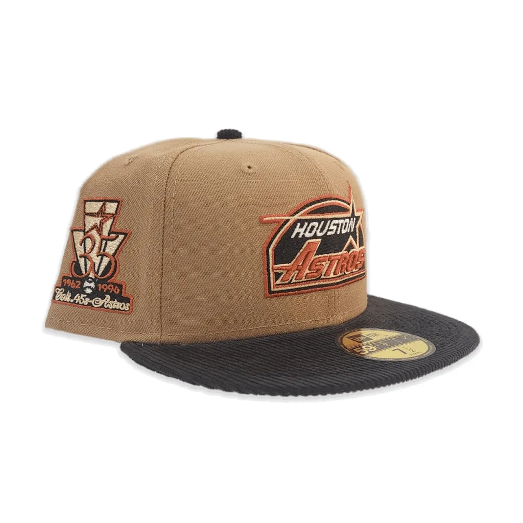 Khaki Houston Astros Black Corduroy Visor Gray Bottom 35th Great Years Side Patch New Era 59Fifty Fitted
