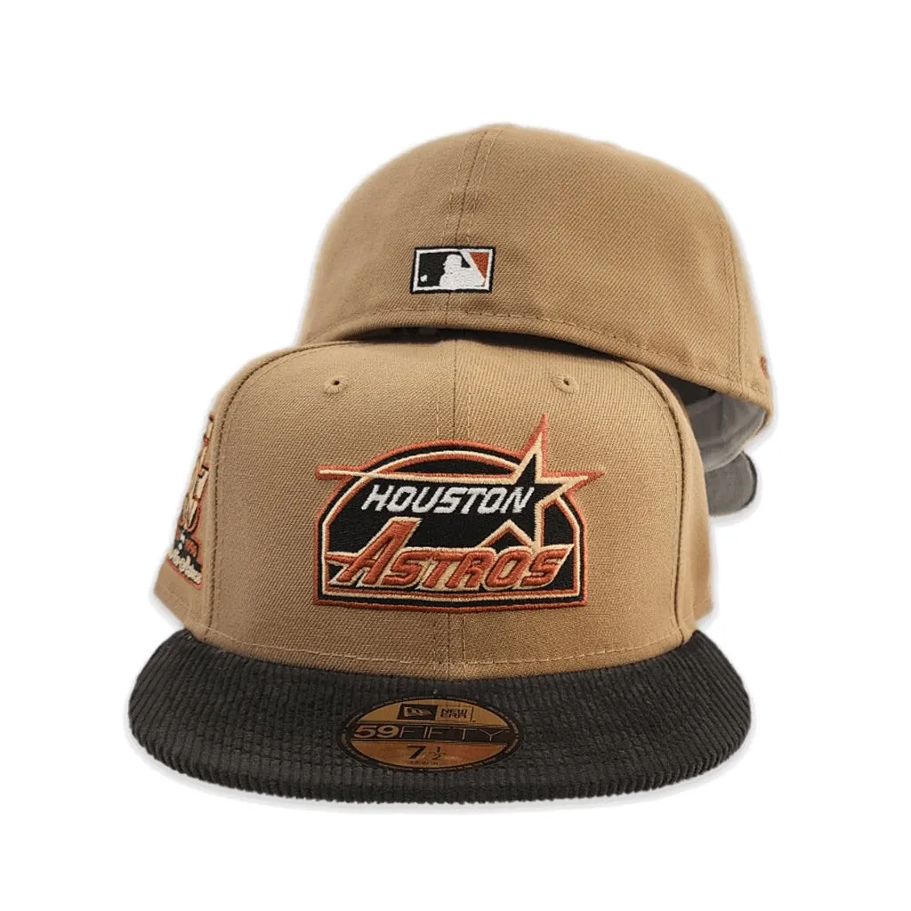 Khaki Houston Astros Black Corduroy Visor Gray Bottom 35th Great Years Side Patch New Era 59Fifty Fitted