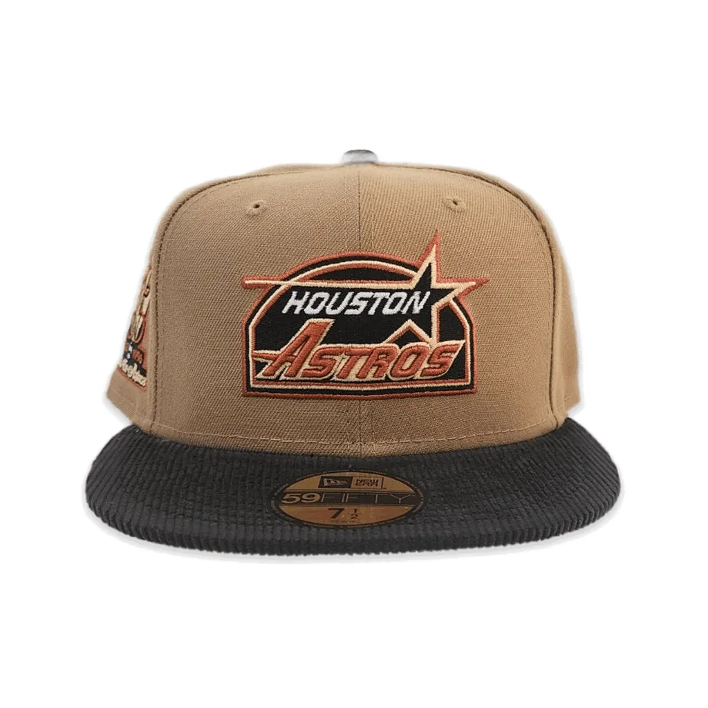 Khaki Houston Astros Black Corduroy Visor Gray Bottom 35th Great Years Side Patch New Era 59Fifty Fitted