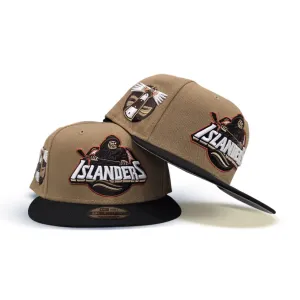Khaki New York Islanders Black Visor Gray Bottom Light House Side Patch New Era 9Fifty Snapback