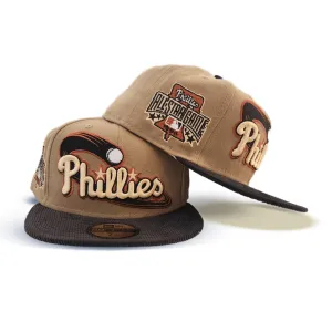 Khaki Philadelphia Phillies Black Corduroy Visor Gray Bottom 1996 All Star Game Side Patch New Era 59Fifty Fitted