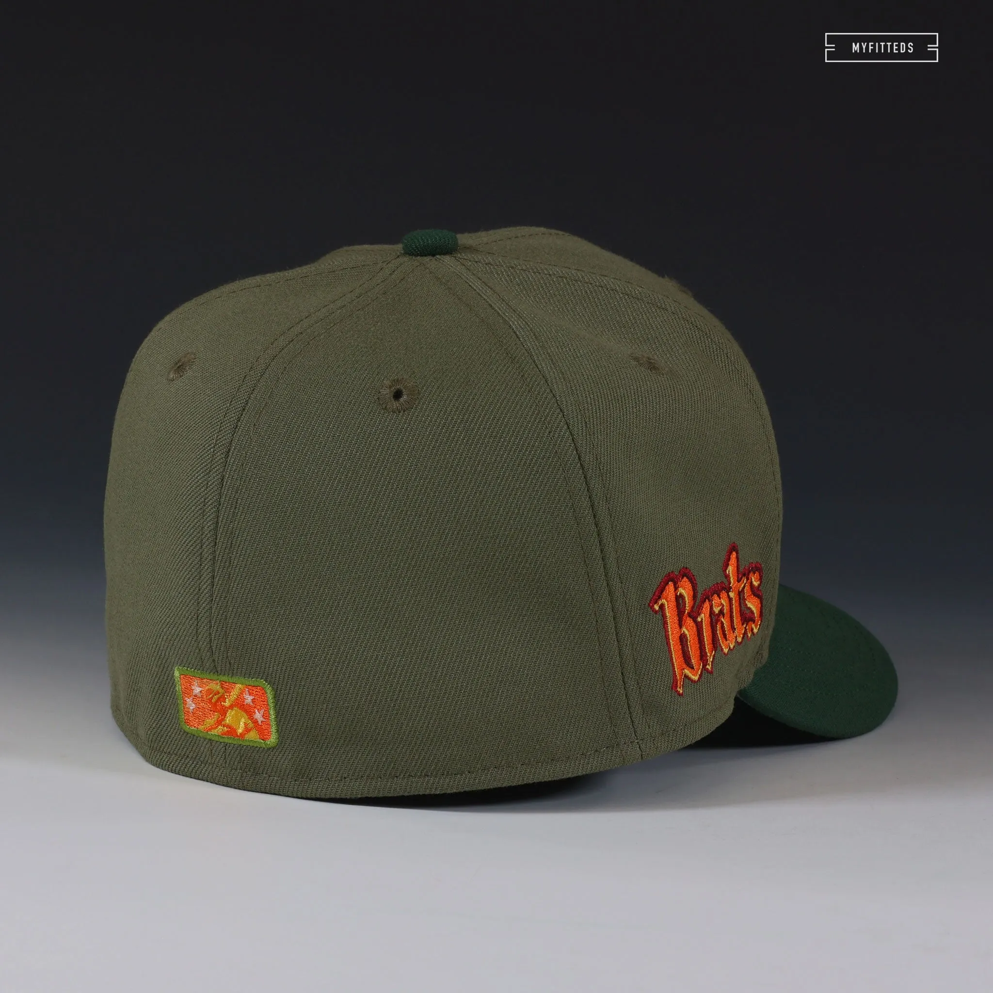 LAKE WINNEBAGO SHANTYMEN BRATS ARMY OLIVE MOUNTAIN GREEN NEW ERA FITTED CAP
