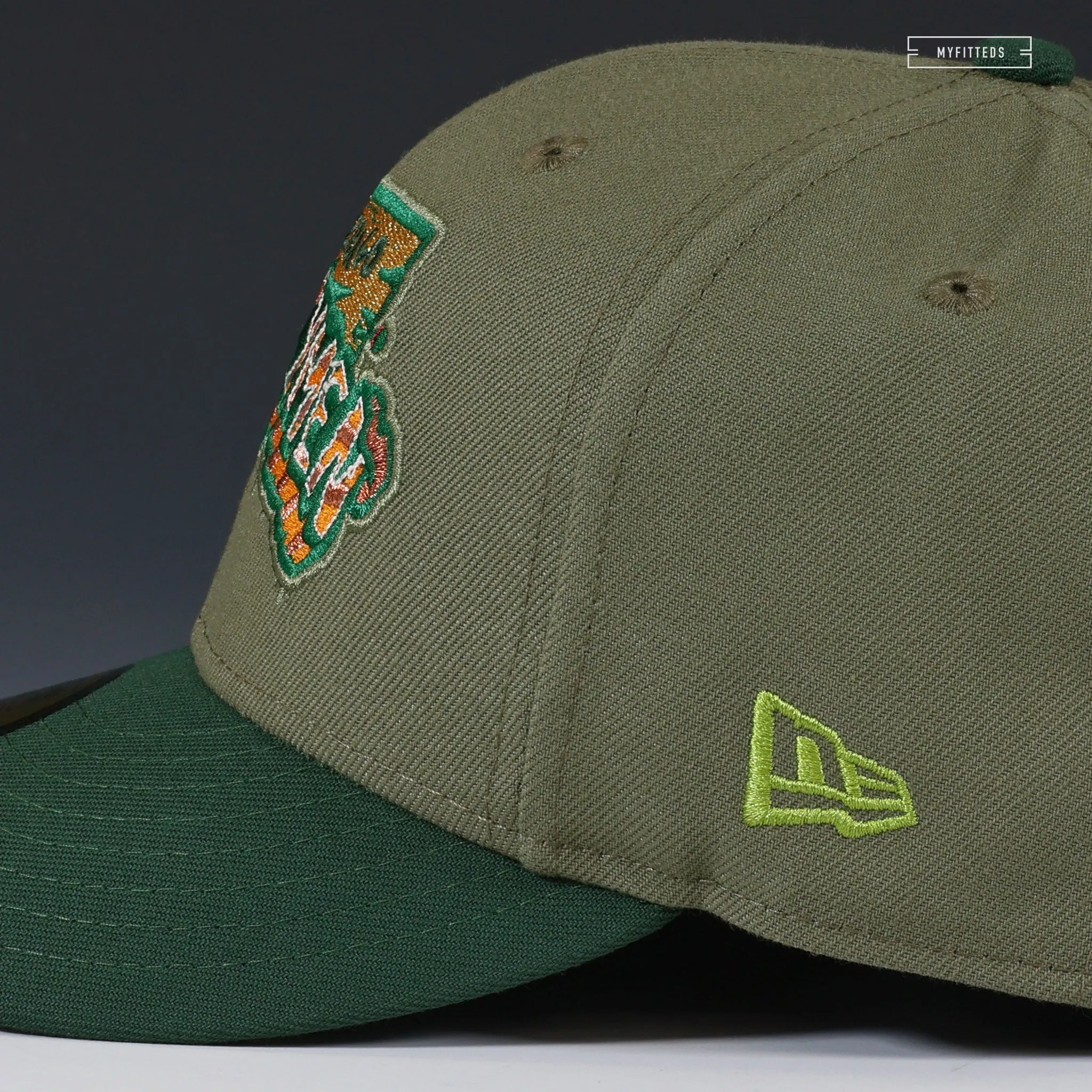 LAKE WINNEBAGO SHANTYMEN BRATS ARMY OLIVE MOUNTAIN GREEN NEW ERA FITTED CAP