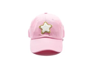 Light Pink Glitter Gold Terry Star Hat