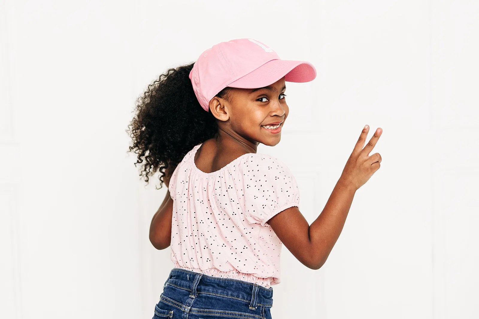 Light Pink Letter Ponytail Hat