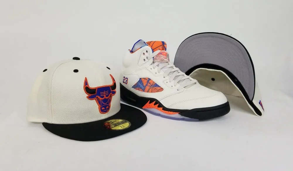 Matching New Era Chicago Bulls 59Fifty Fitted Hat for Jordan 5 Orange Peel Barcelona