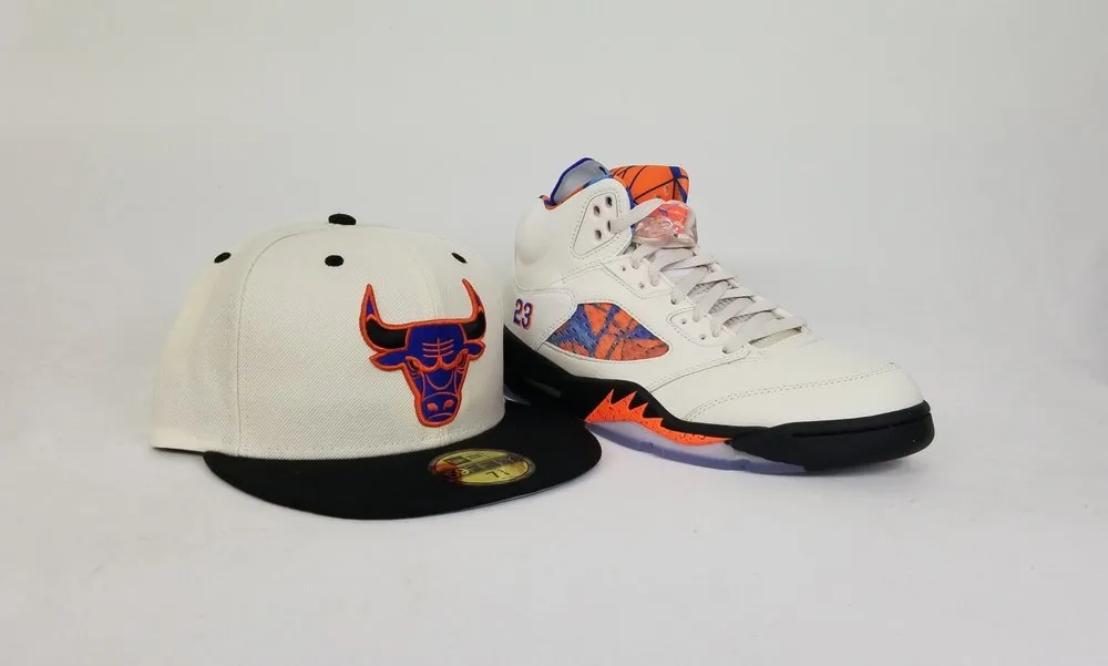 Matching New Era Chicago Bulls 59Fifty Fitted Hat for Jordan 5 Orange Peel Barcelona