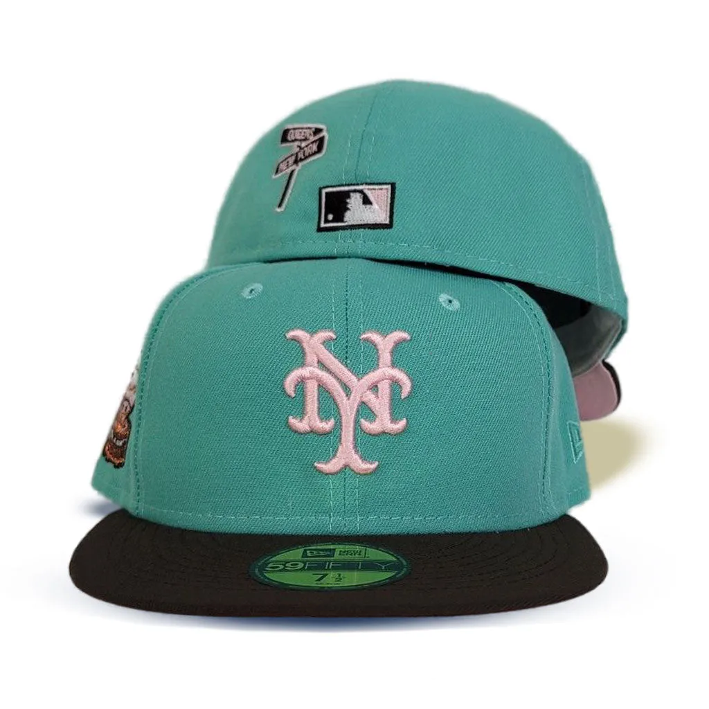 Mint Green New York Mets Brown Visor Pink Bottom 1964 All Star Game Side Patch New Era 59Fifty Fitted