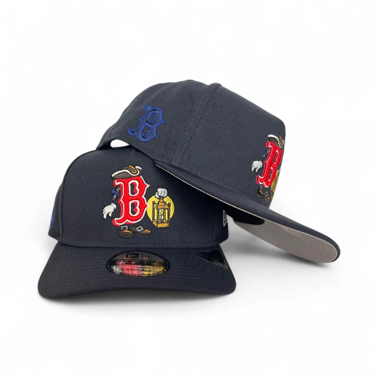 Navy Blue Boston Red Sox Curved Brim Gray Bottom Cartoon Pack New Era 9Fifty A-Frame Snapback
