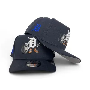 Navy Blue Detroit Tigers Curved Brim Gray Bottom Cartoon Pack New Era 9Fifty A-Frame Snapback