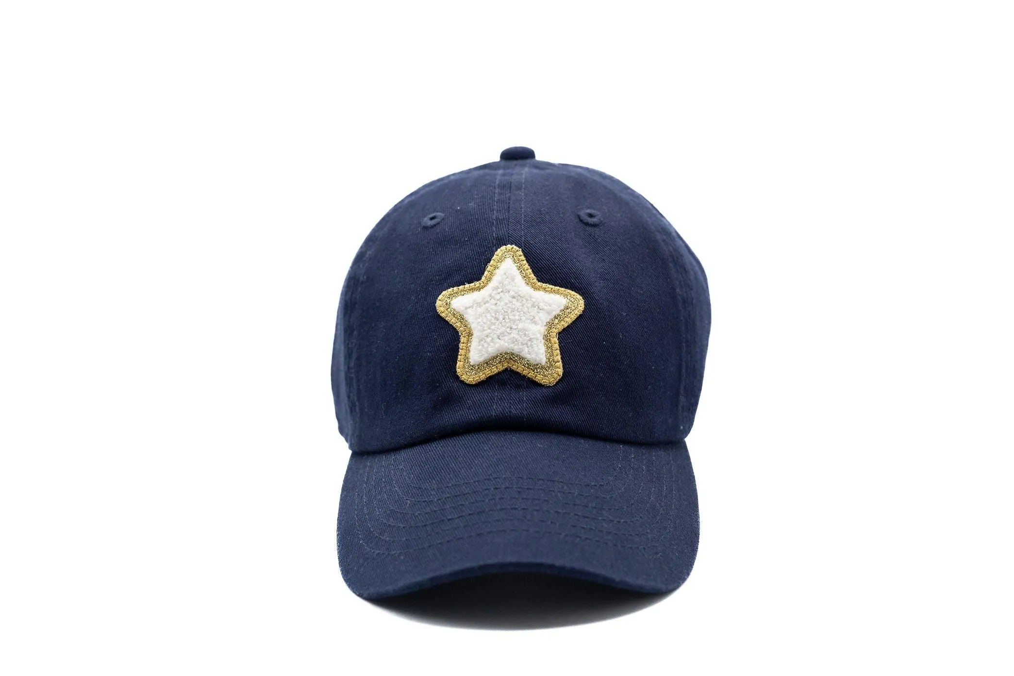 Navy Blue Glitter Gold Terry Star Hat