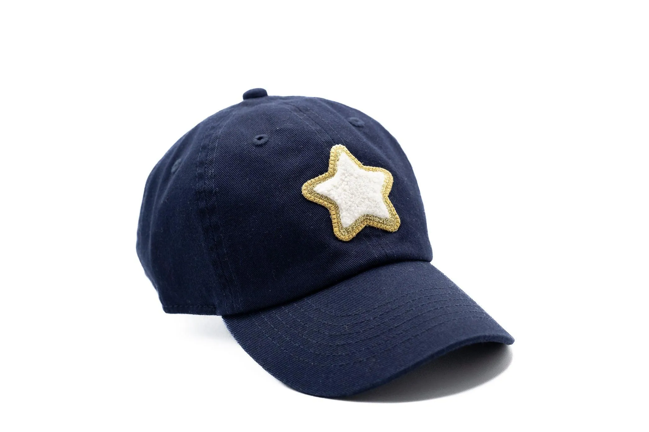 Navy Blue Glitter Gold Terry Star Hat