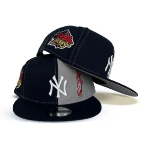 Navy Blue Gray Split New York Yankees Statue of Liverty Gray Bottom 1999 World Series Side Patch New Era 9Fifty Snapback