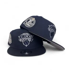 Navy Blue New York Knicks Gray Bottom 2x Champions Side Patch New Era 9Fifty Snapback
