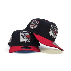 Navy Blue New York Rangers Red Visor Gray Bottom 2014 Stadium Series Side Patch New Era Curved Brim A-Frame 9Fifty Snapback