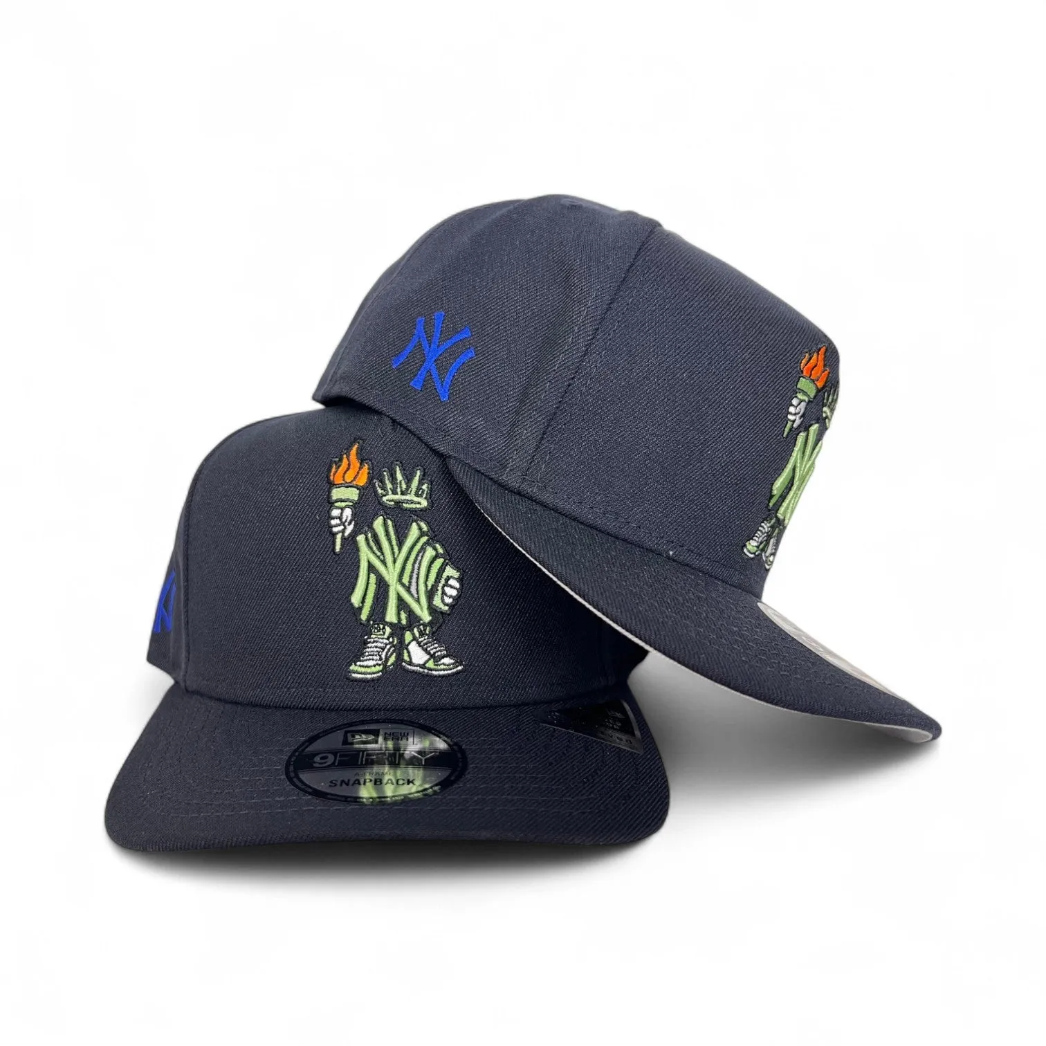 Navy Blue New York Yankees Curved Brim Gray Bottom Cartoon Pack New Era 9Fifty A-Frame Snapback