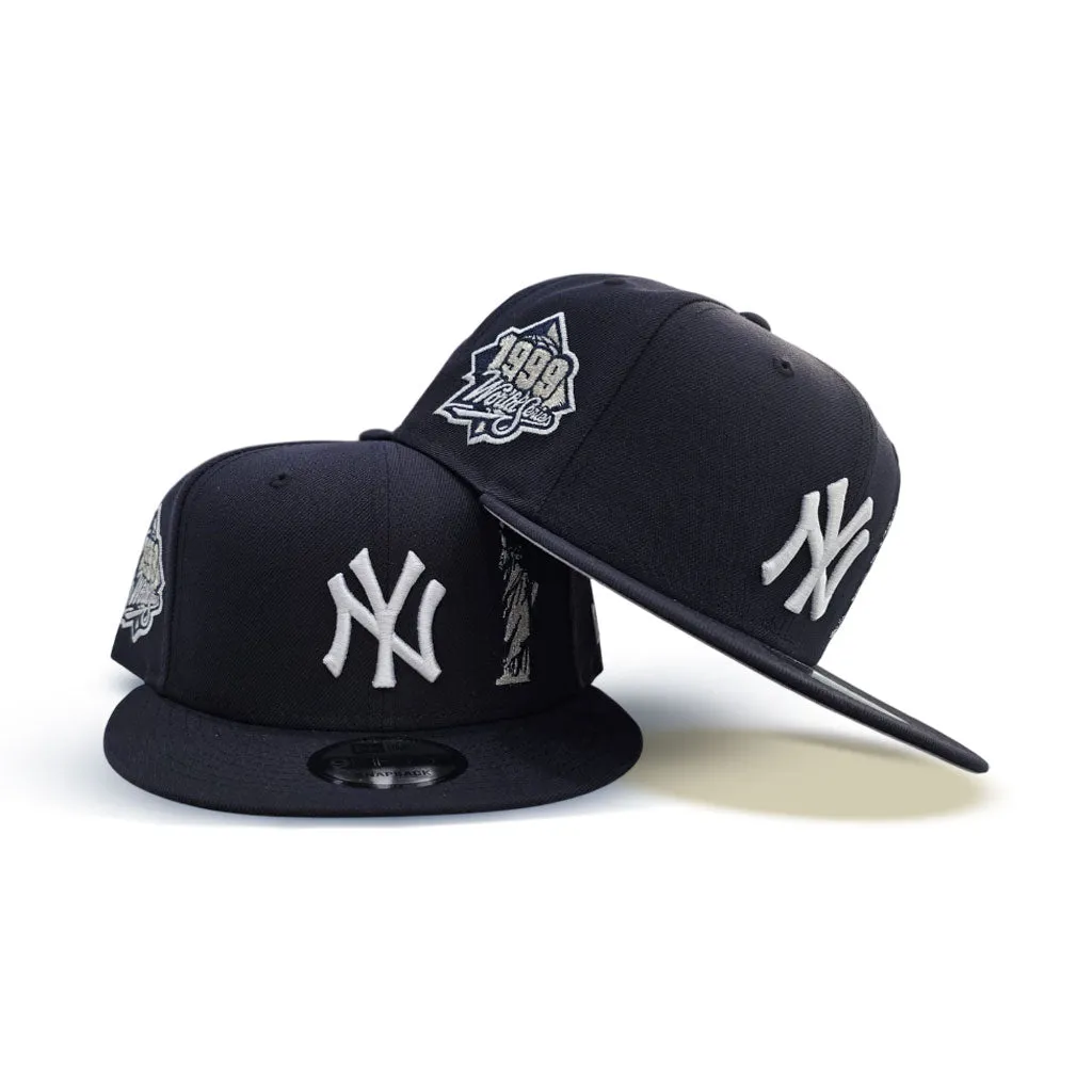 Navy Blue New York Yankees Statue of Liberty Gray Bottom 1999 World Series Side Patch New Era 9Fifty Snapback