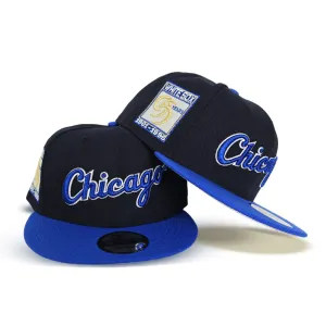 Navy Blue Script Chicago White Sox Royal Blue Visor Gray Bottom 95 Years Side Patch New Era 9Fifty Snapback