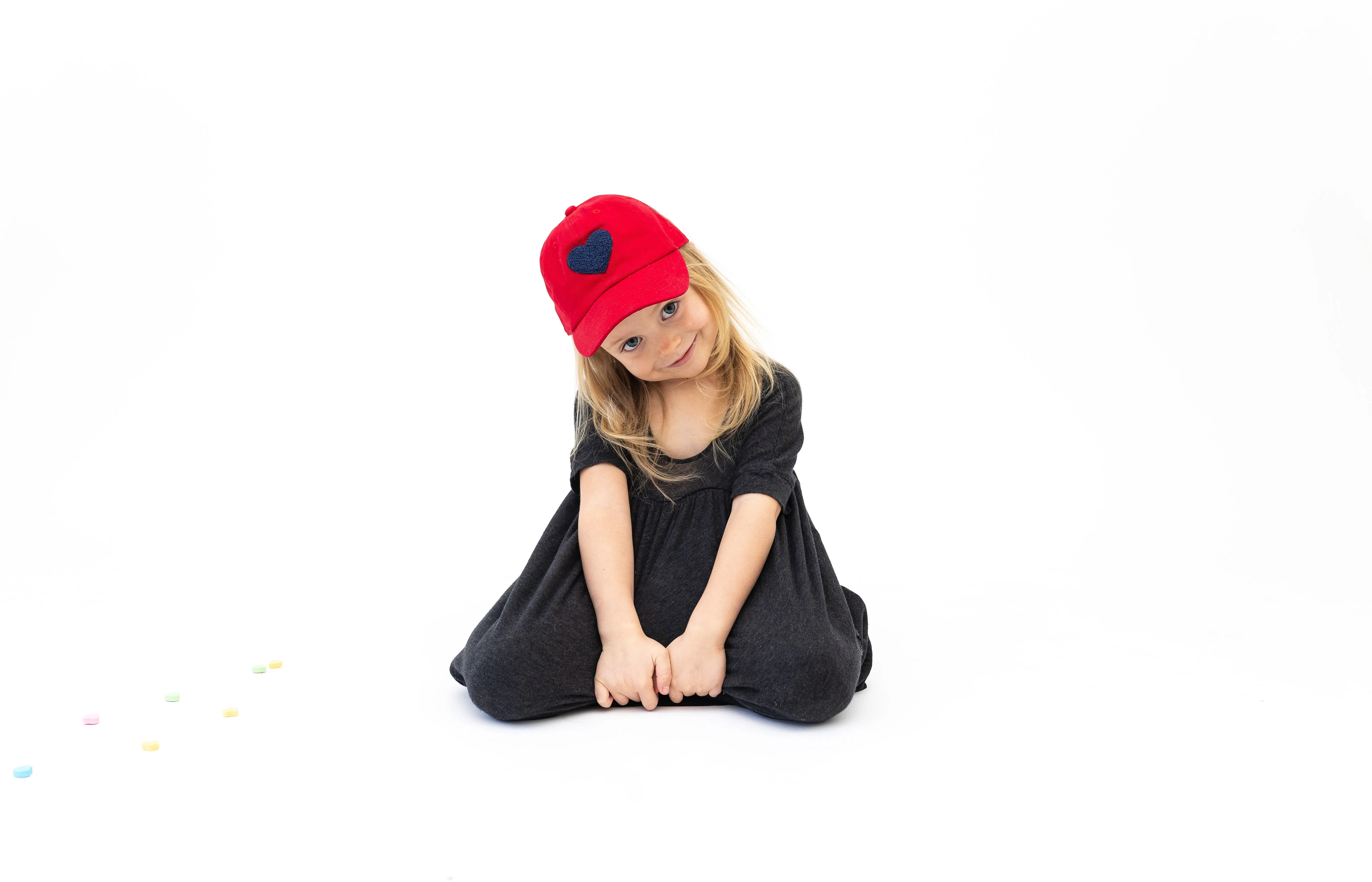 Navy Blue Terry Heart Hat