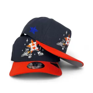 Navy Houston Astros Orange Curved Brim Gray Bottom Cartoon Pack New Era 9Fifty A-Frame Snapback