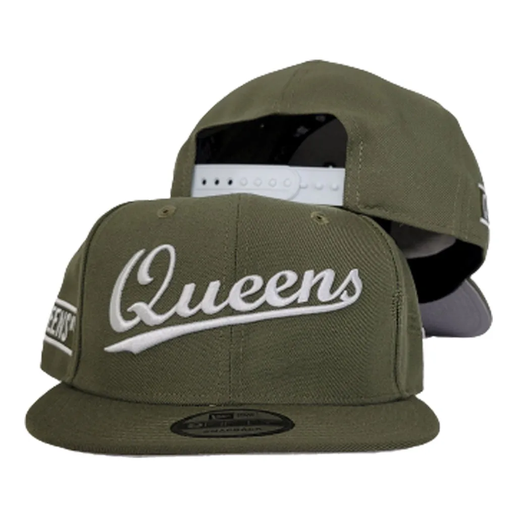 NEW ERA 9FIFTY OLIVE GREEN QUEENS SNAPBACK HAT