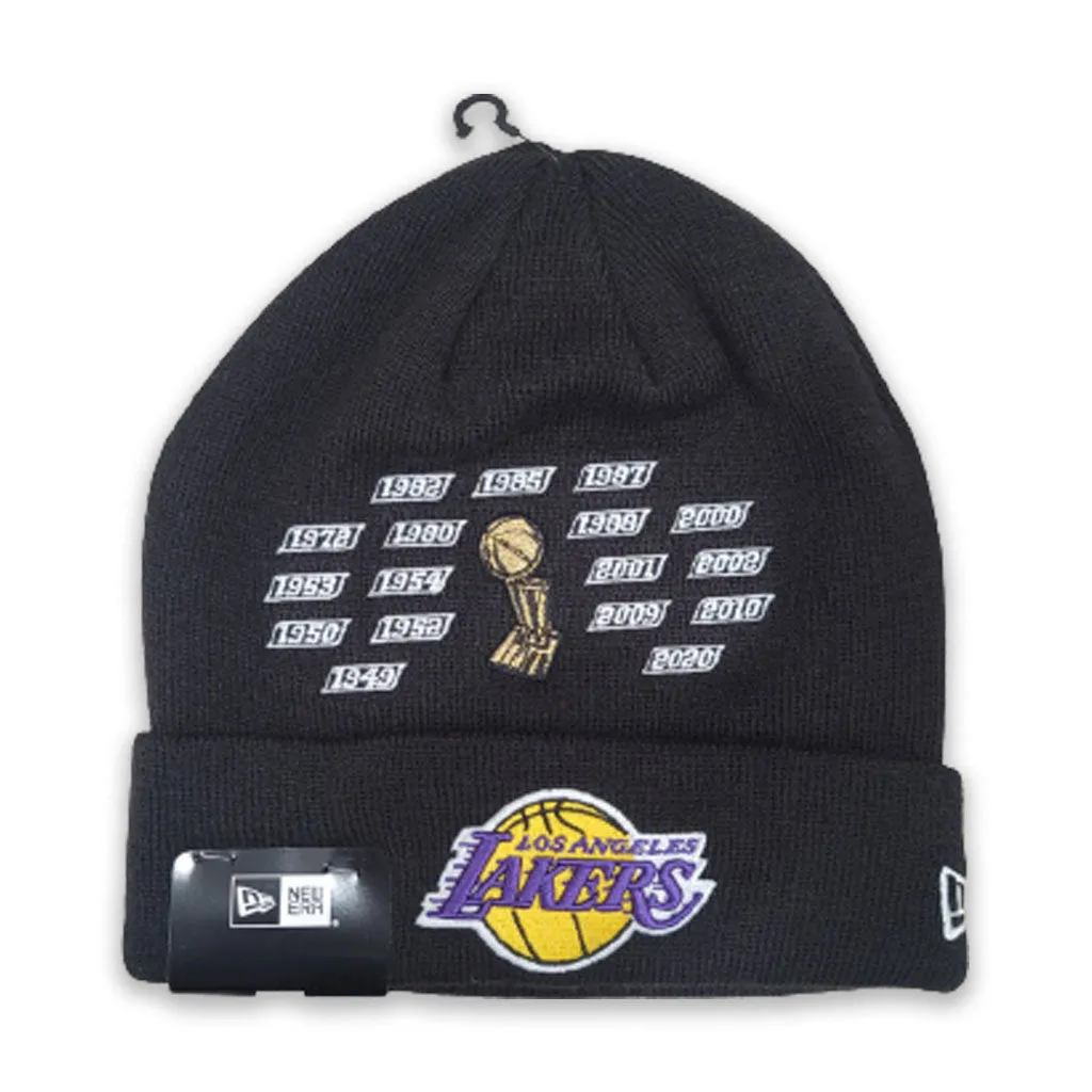 NEW ERA BLACK LOS ANGELES LAKERS 17X NBA FINALS WORLD CHAMPIONS SPORTS KNIT