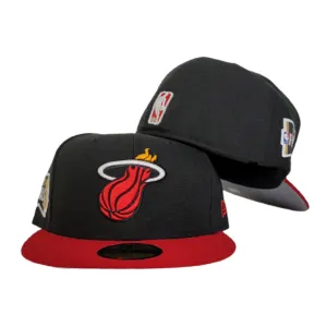 NEW ERA BLACK / RED 2TONE MIAMI HEAT NBA FINALS SIDE PATCH 59FIFTY FITTED