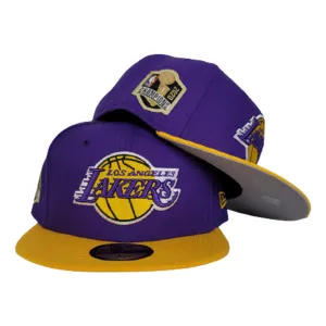 NEW ERA PURPLE / YELLOW 2TONE LOS ANGELES LAKERS NBA CHAMPIONS SIDE PATCH 59FIFTY FITTED