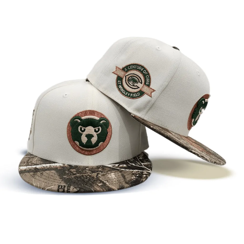 Off White Chicago Cubs Real Tree visor Gray Bottom A Century Wrigley Field Side Patch New Era 59Fifty Fitted