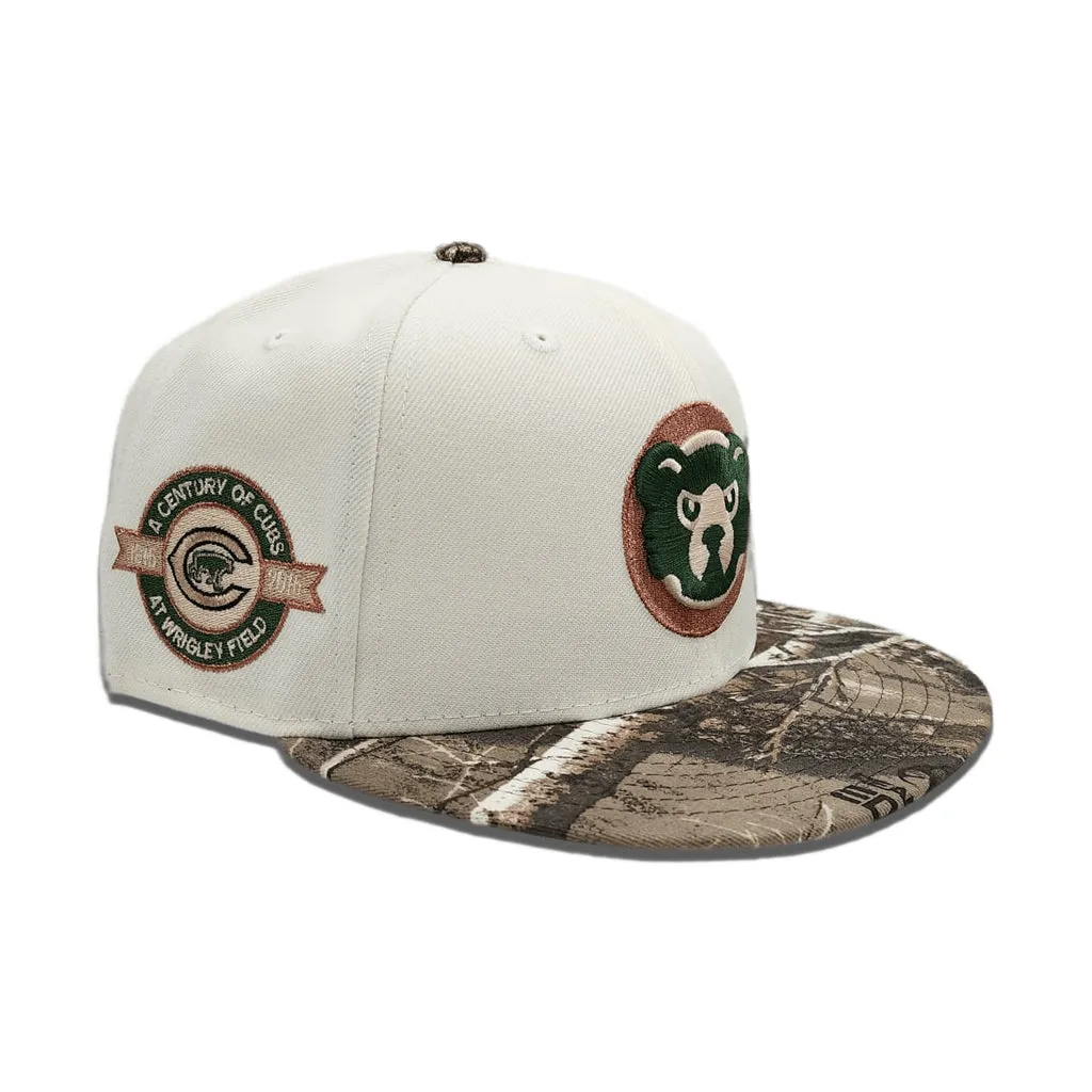 Off White Chicago Cubs Real Tree visor Gray Bottom A Century Wrigley Field Side Patch New Era 59Fifty Fitted