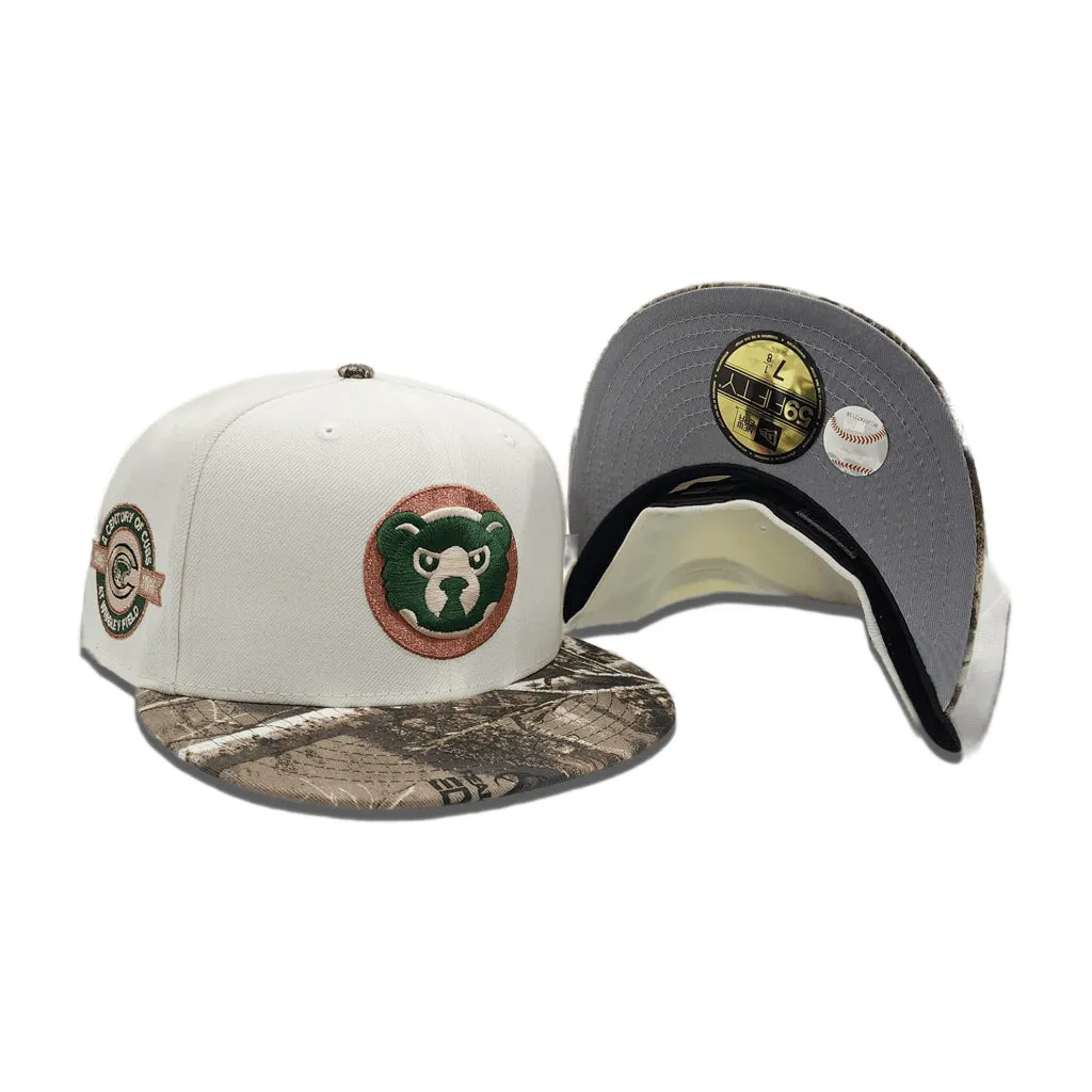 Off White Chicago Cubs Real Tree visor Gray Bottom A Century Wrigley Field Side Patch New Era 59Fifty Fitted