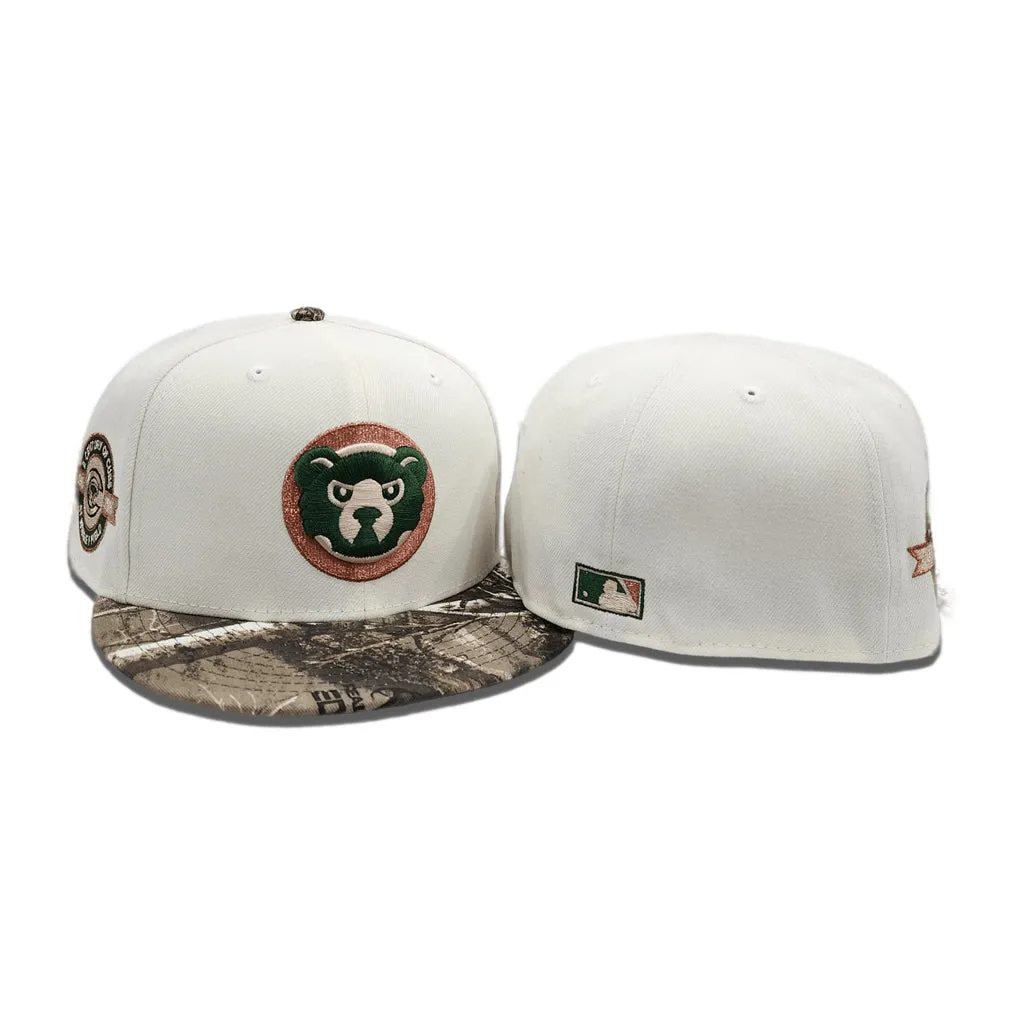 Off White Chicago Cubs Real Tree visor Gray Bottom A Century Wrigley Field Side Patch New Era 59Fifty Fitted