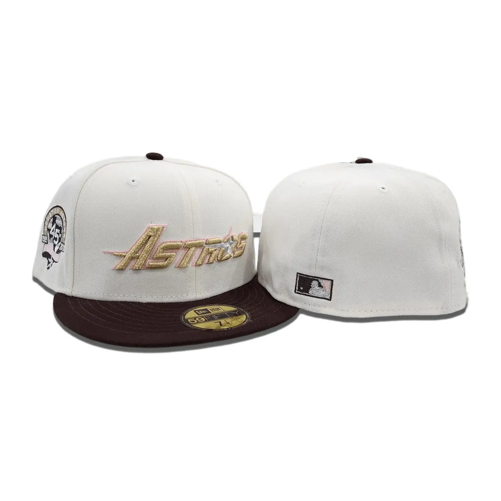 Off White Houston Astros Brown Visor Gray Bottom 45th Anniversary Side Patch New Era 59Fifty Fitted